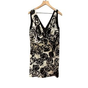 Donna Ricco Black and Cream Rose Dress